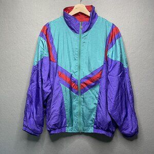Vintage Retro Lavon By Cheerful Corp Nylon Track Jacket Multicolor Size M